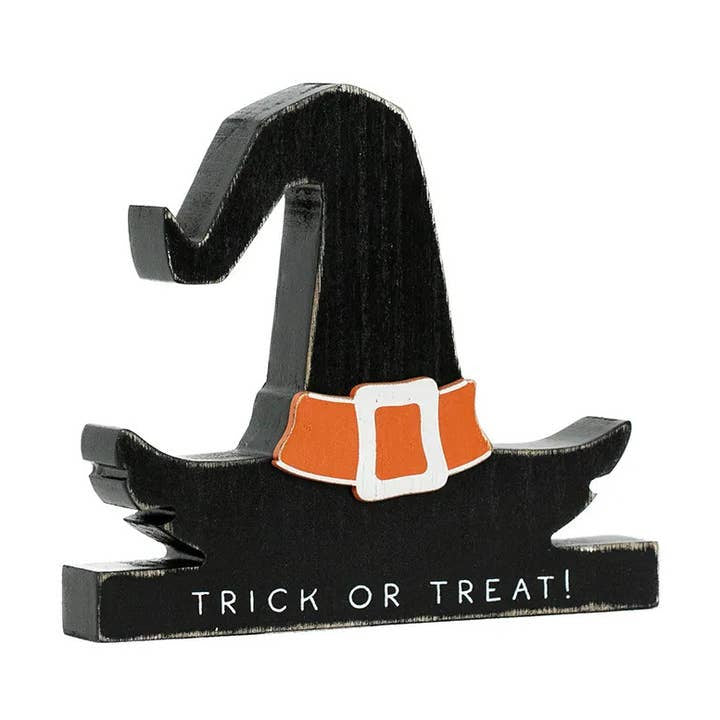 Trick or Treat Wooden Witch Hat